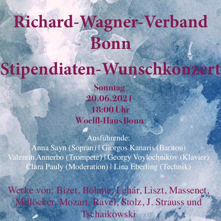 Plakat des RWV-Bonn | Konzertankündigung "Stipendiaten-Wunschkonzert". 2021
