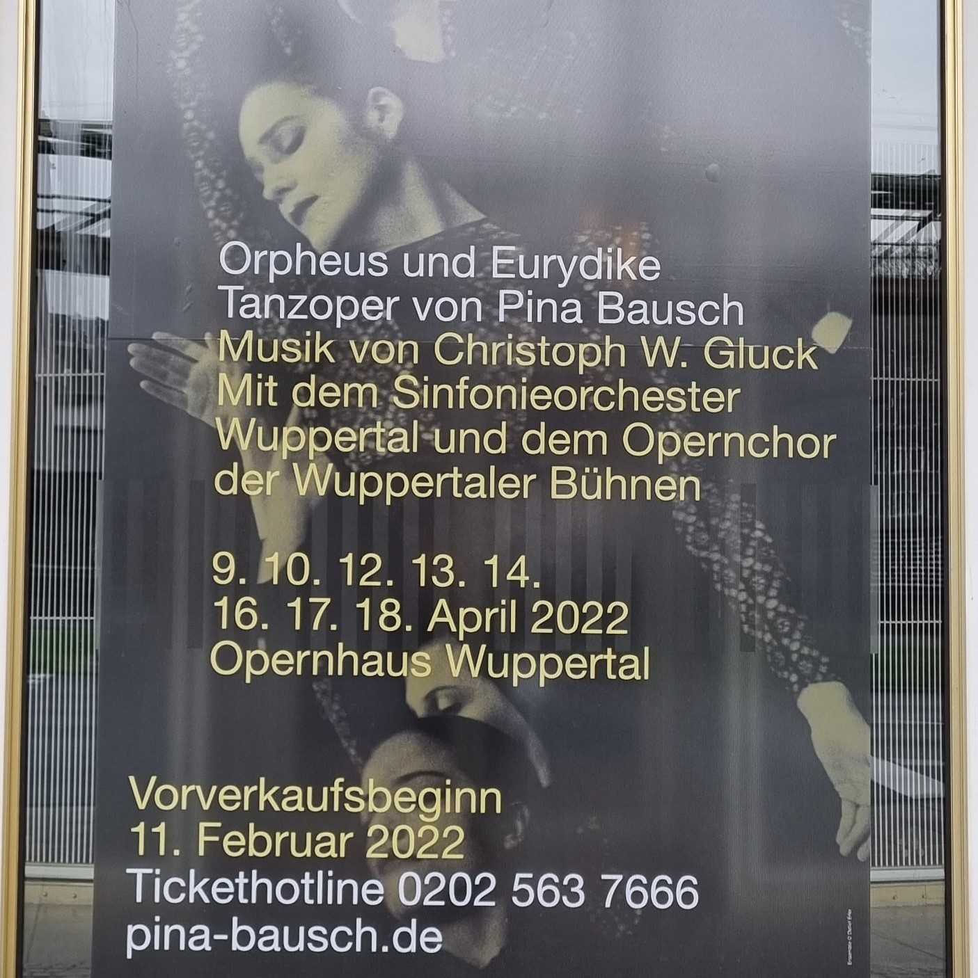 Plakat des Tanztheaters Wuppertal. "Orpheus und Eurydike" 2022